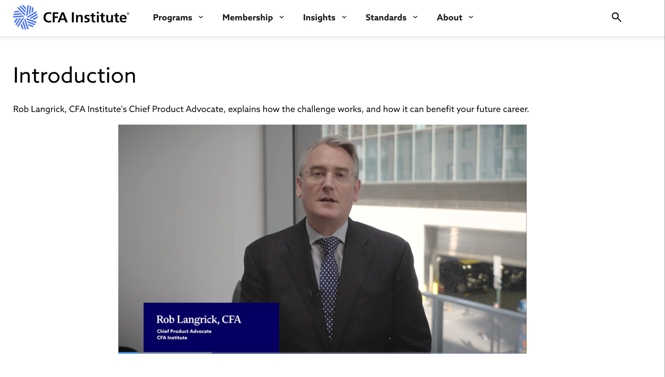 Rob Langrick introduces the CFA Research Challenge
